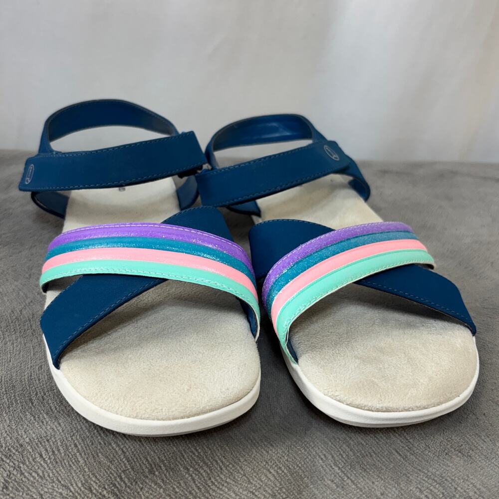 Lands' End Criss-Cross Walking Sandals Baltic Teal Youth US 5M EU 37 EUC Vegan